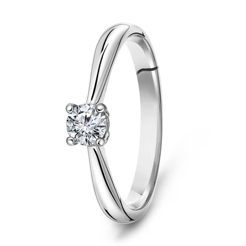 Inel solitaire din aur alb cu diamant