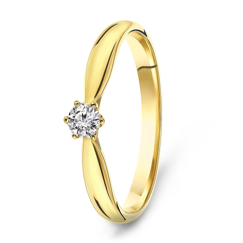 Inel solitaire din aur galben cu diamant