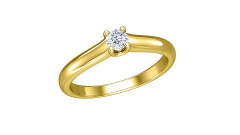 Inel solitaire din aur galben cu diamant