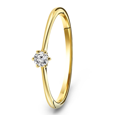 Inel solitaire din aur galben cu diamant