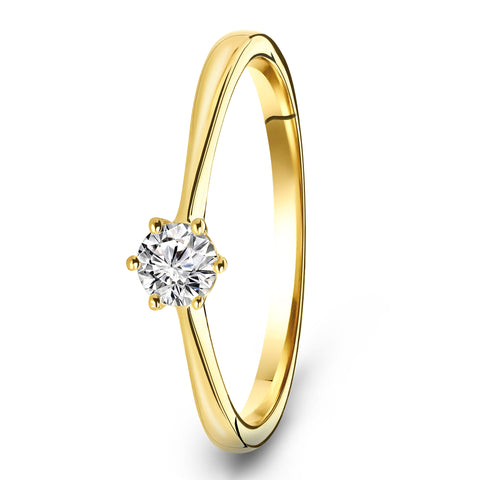 Inel solitaire din aur galben cu diamant