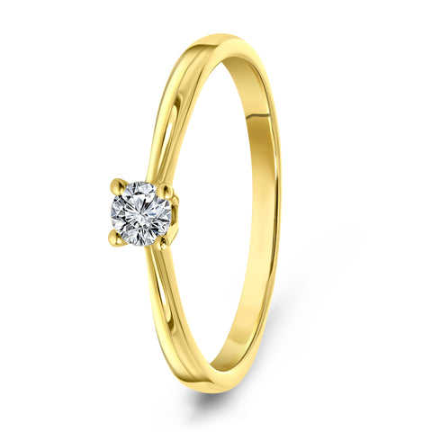 Inel solitaire din aur galben cu diamant