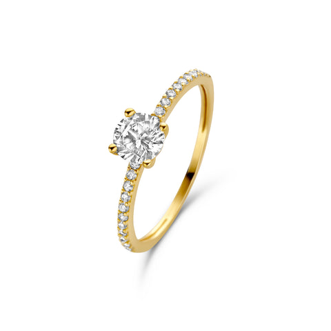 Inel din aur galben cu zirconiu R122-200236-Y