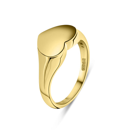 Inel cu sigiliu din aur galben, forma de inima R122-AR6748-Y