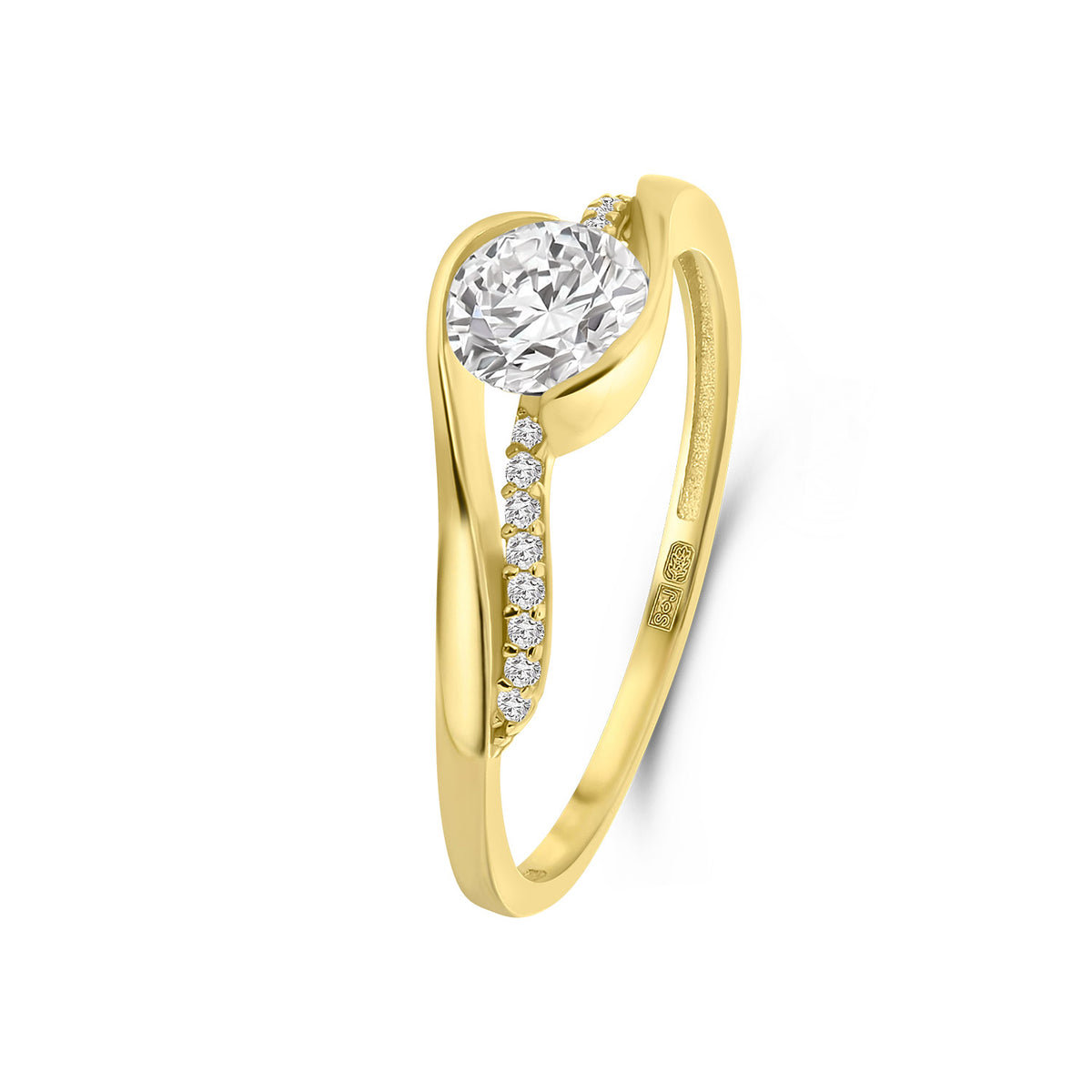 Inel din aur galben cu zirconiu R122-I14-I10SZR0338-FCZ-Y