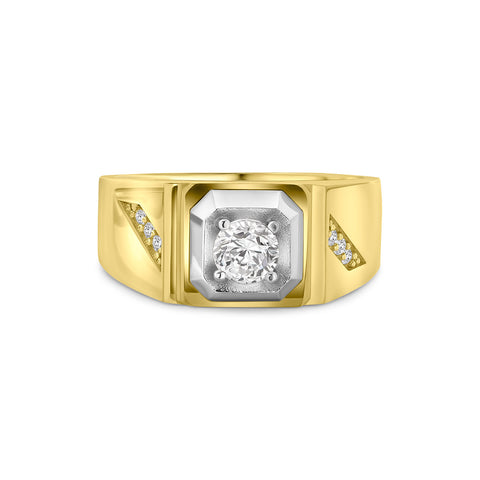 Inel cu sigiliu bicolor cu zirconiu R122-I2CR205717-FCZLP-YW