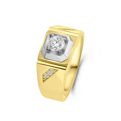 Inel cu sigiliu bicolor cu zirconiu R122-I2CR205717-FCZLP-YW