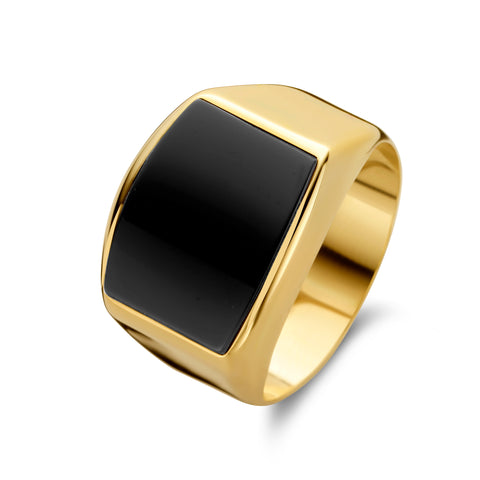 Inel cu sigiliu din aur galben si piatra de onix