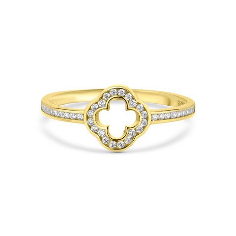 Trifoi inel din aur galben cu zirconiu R122-VX10-X11ZR200778-Y