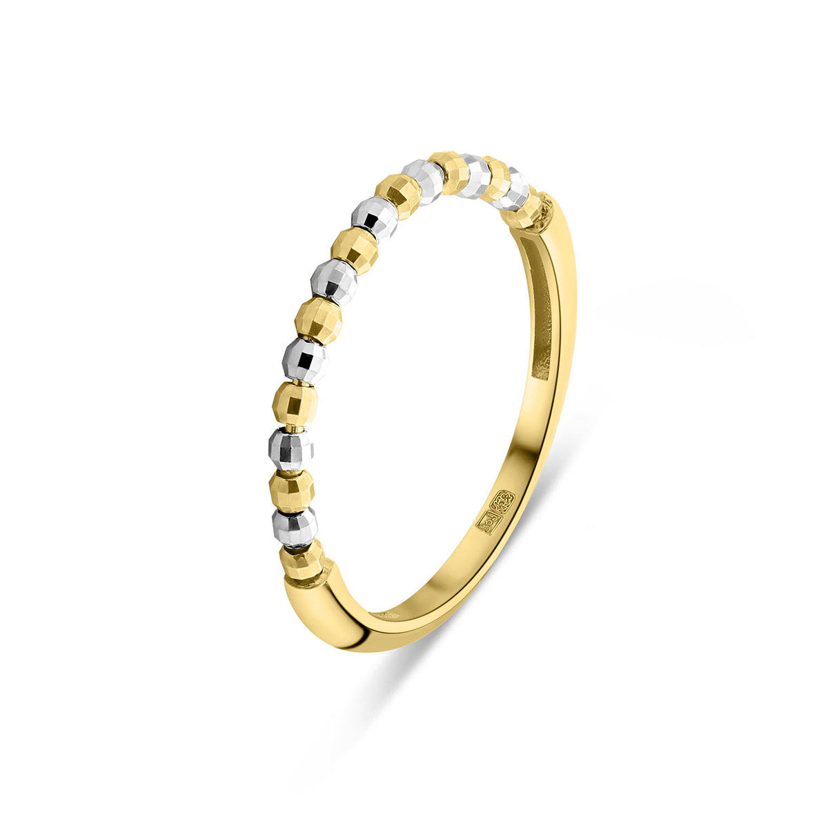 Inel bicolor cu margele taiate cu diamant R122-VX3DCBCR2037606-YW