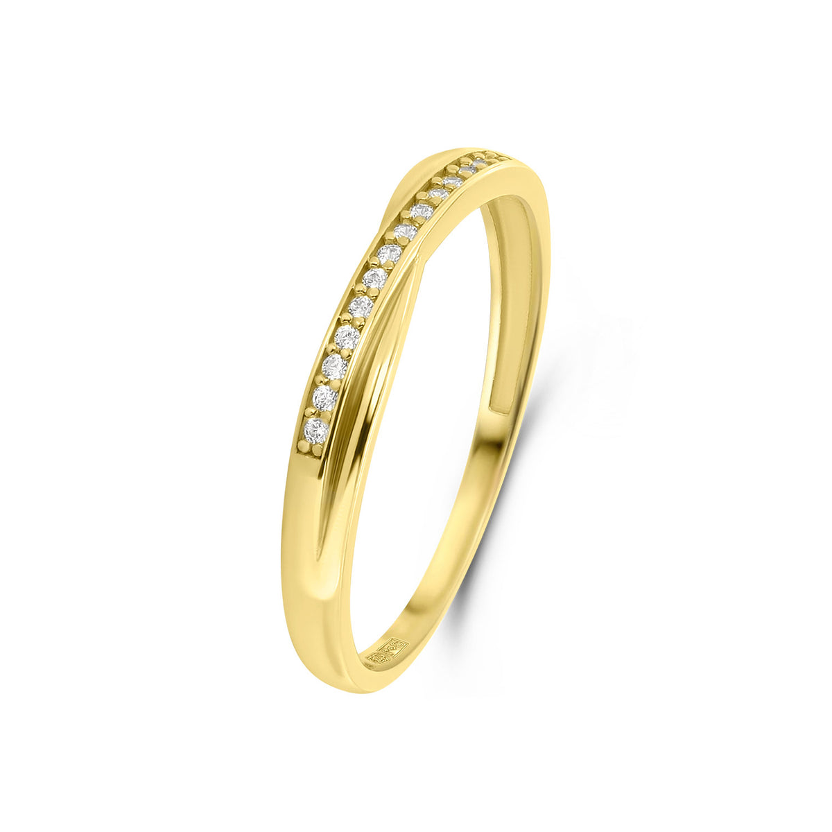 Inel dublu din aur galben cu zirconiu R122-X8-VX7ZR0701-Y