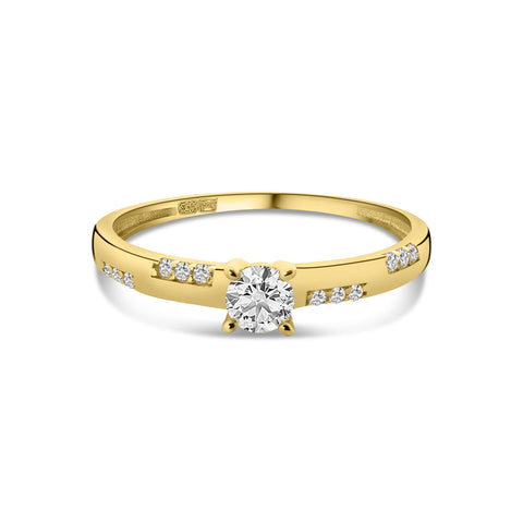 Inel din aur galben cu zirconiu R122-XX-VXXSZR200307-FCZ-52-Y