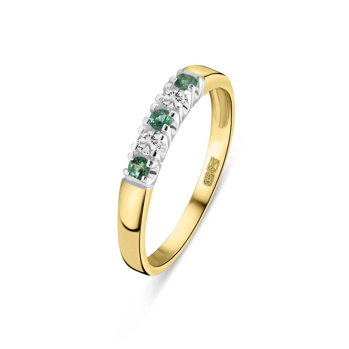 Inel din aur galben cu smarald și diamante R136-001648ADS-EM-Y