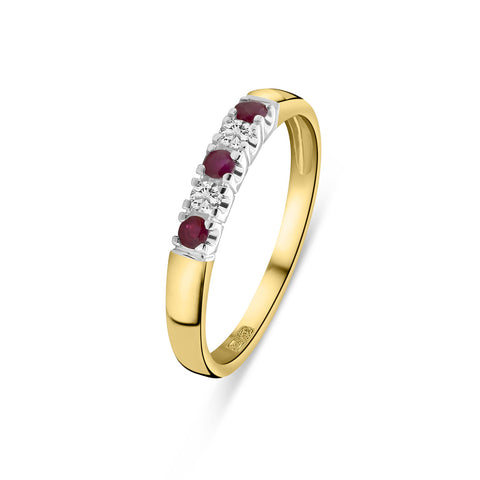 Inel din aur galben cu rubin și diamant R136-001648ADS-RU-Y