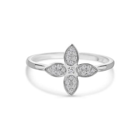 Inel trifoi din aur alb cu diamante R136-180XA01302-W