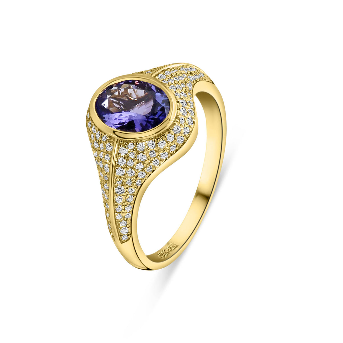 Inel din aur galben cu tanzanit violet si diamante R136-193XA05392-TN-Y