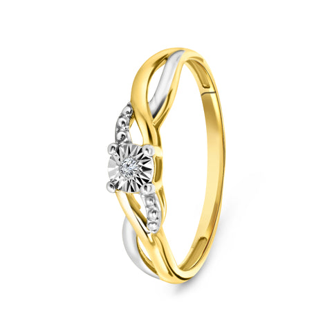 Inel de damă din aur galben cu diamante R480-PL-35140-YW