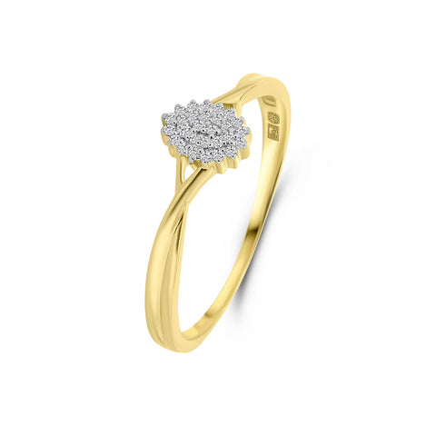 Inel din aur galben cu diamante ovale R138-RG66224-Y