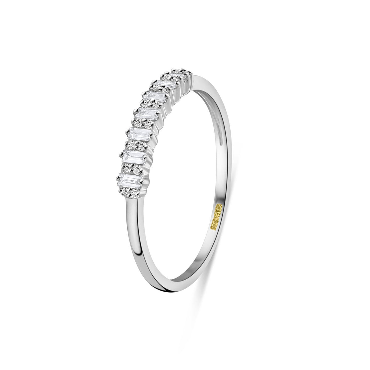 Inel din aur alb cu baghetă și diamant tăiat strălucitor 0,20 ct R138-RG72589-W
