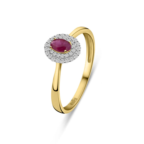 Inel din aur galben rubin cu diamante R138-RG74782-RU-Y