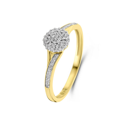 Inel din aur galben cu diamante rotunde R138-RG84446-Y