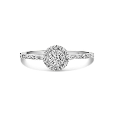 Inel din aur alb cu anturaj de diamante cultivate în laborator R159-1092908006496-LG-W