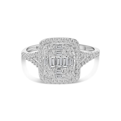 Inel din aur alb cu diamante cultivate în laborator - R159-MILL0004-FLG-W