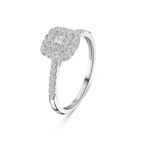 Inel din aur alb cu diamante cultivate in laborator R159-MILL0009-FLG-W