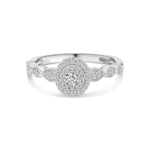 Inel din aur alb cu diamante cultivate în laborator - R159-MILL0014-LG-W