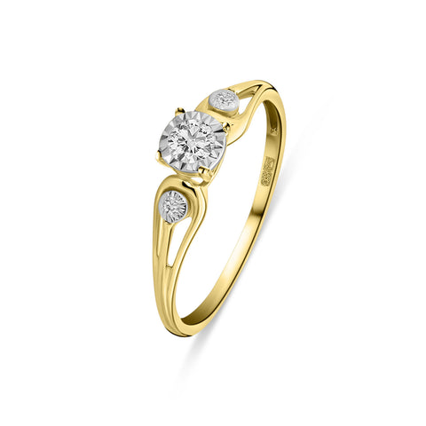 Inel din aur galben cu diamant cultivat în laborator și montaj din aur alb R159-R23KA0362-LG-YW