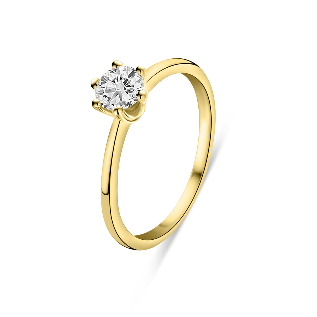 Inel solitar din aur galben cu diamant cultivat în laborator R159-R23KG0397F-LG-060-Y