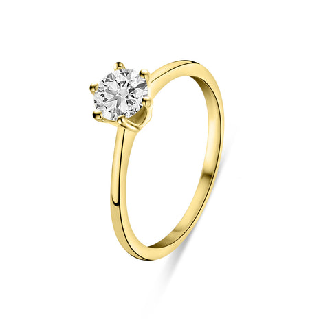 Inel solitar din aur galben cu diamant cultivat în laborator R159-R23KG0397G-LG-070-Y