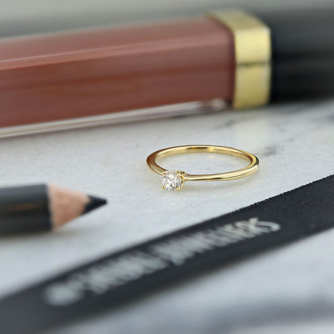 Inel din aur galben cu diamant cultivat în laborator R159-R23MK0001-LG-015-Y