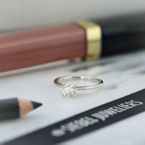 Inel din aur alb cu diamant cultivat în laborator R159-R23MK0004-LG-070-W