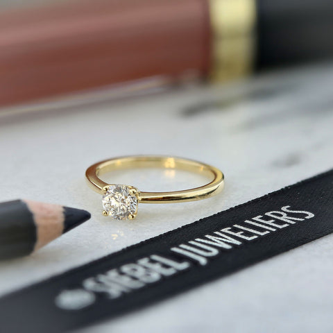 Inel din aur galben cu diamant cultivat în laborator R159-R23MK0008-LG-050-Y