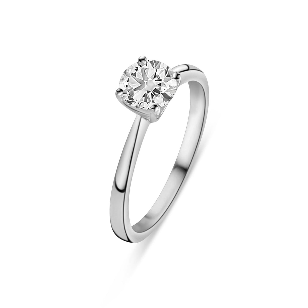 Inel solitaire din aur alb cu diamant cultivat in laborator R159-R24KA0504B-LG-090-W