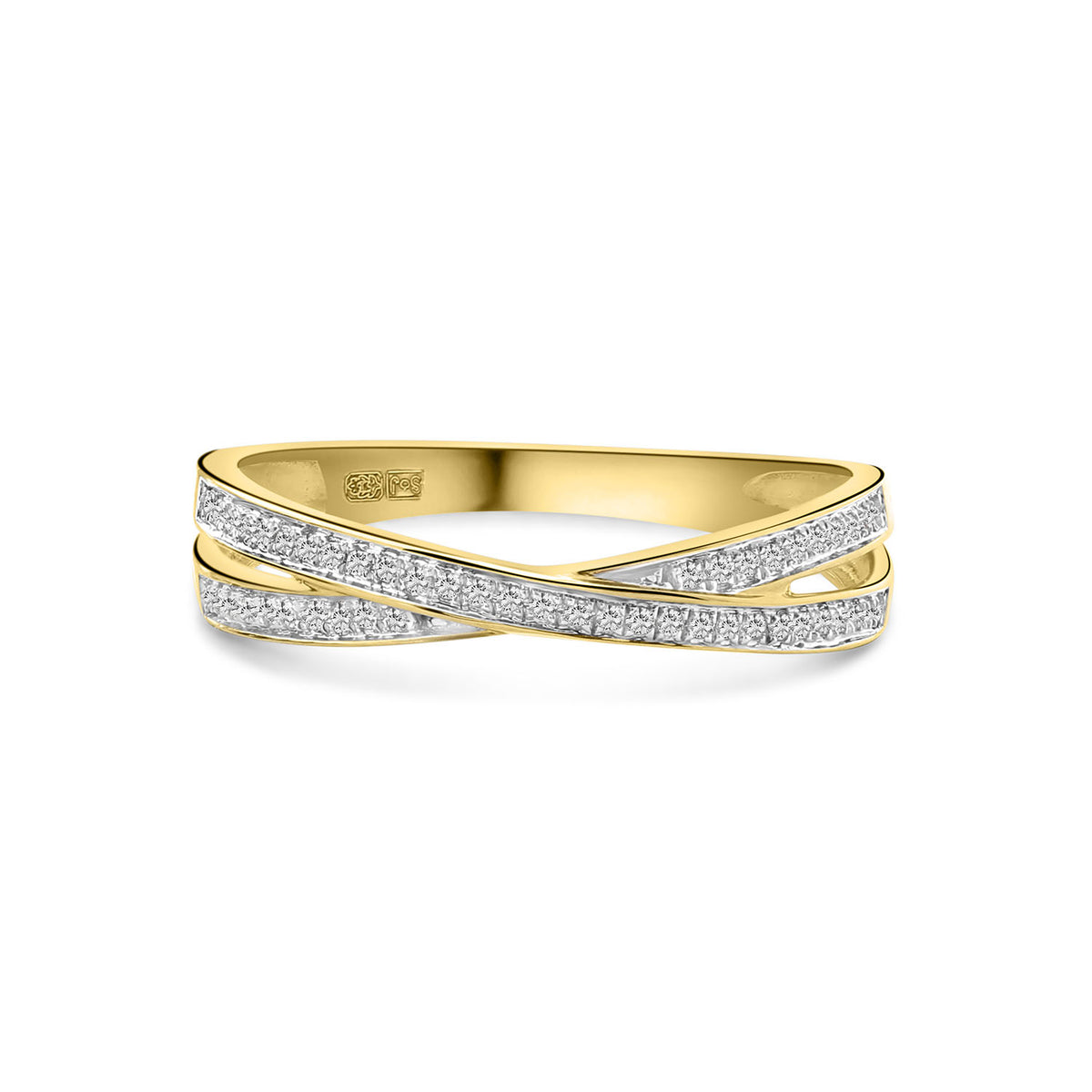 Inel din aur galben cu diamante duble R382-R300226-Y