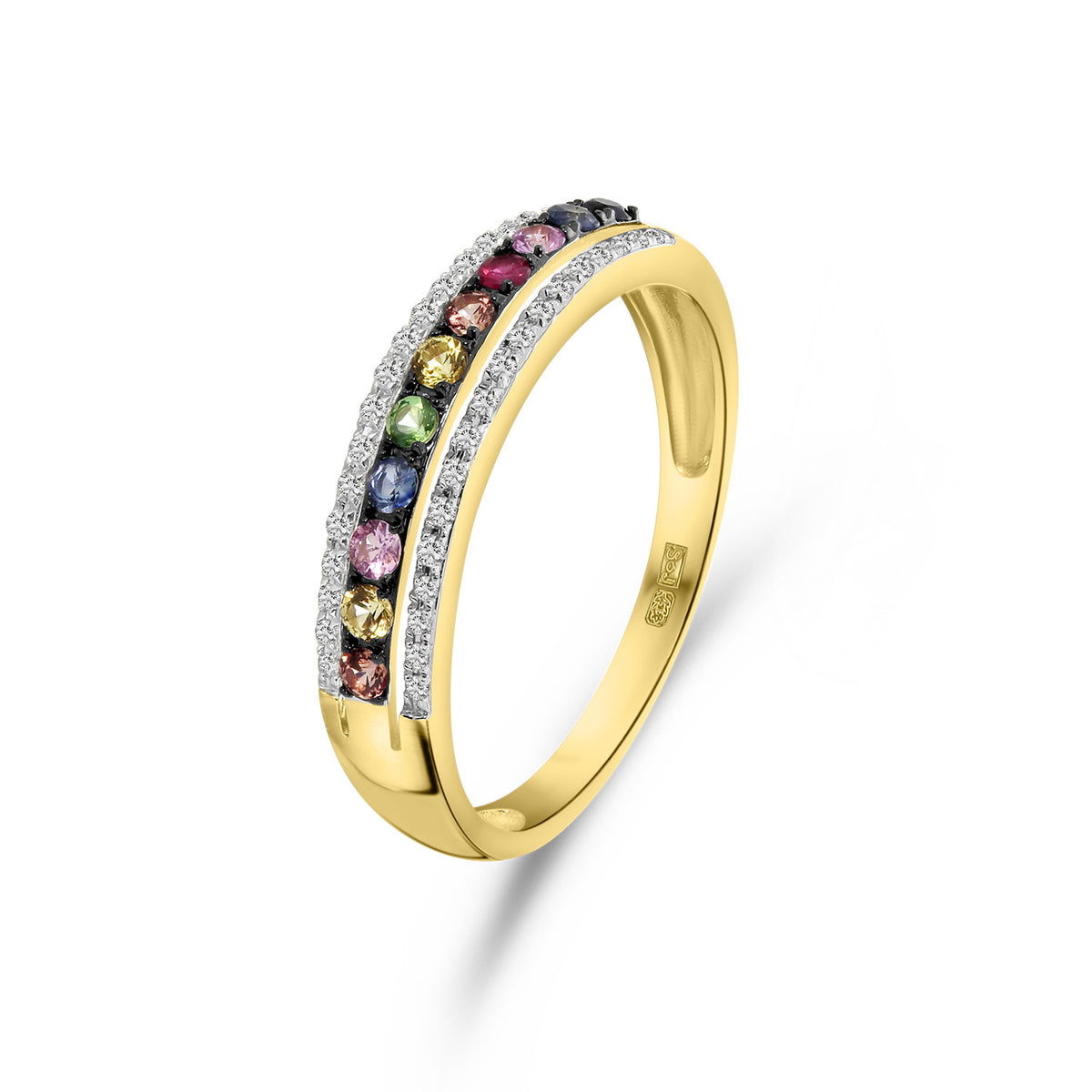 Inel din aur galben multicolor cu diamante R382-R304253-MIX-Y