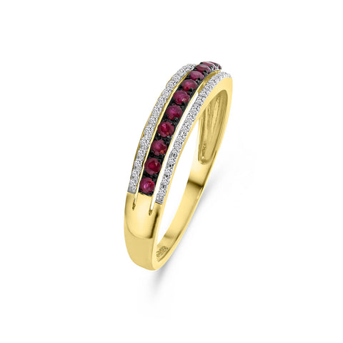 Inel din aur galben rubin diamant R382-R304253-RU-Y