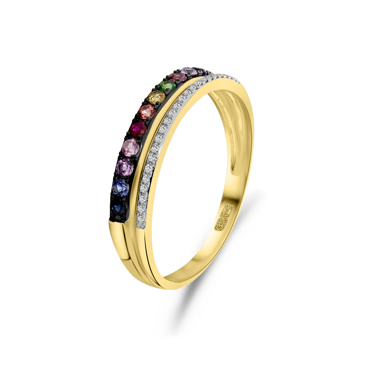 Inel din aur galben multicolor cu diamant R382-R309842-MIX-Y