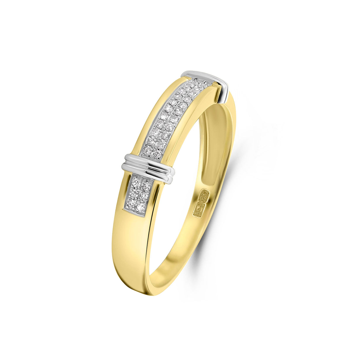 Inel bicolor fantezie cu diamante R382-R312617-YW