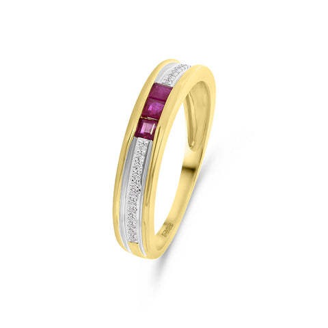 Inel din aur galben cu rubin și diamante R382-R313447-RU-Y