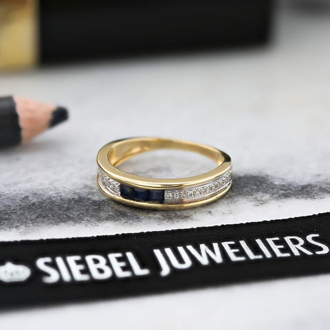 Inel din aur galben cu safir și diamante R382-R313447-SA-Y