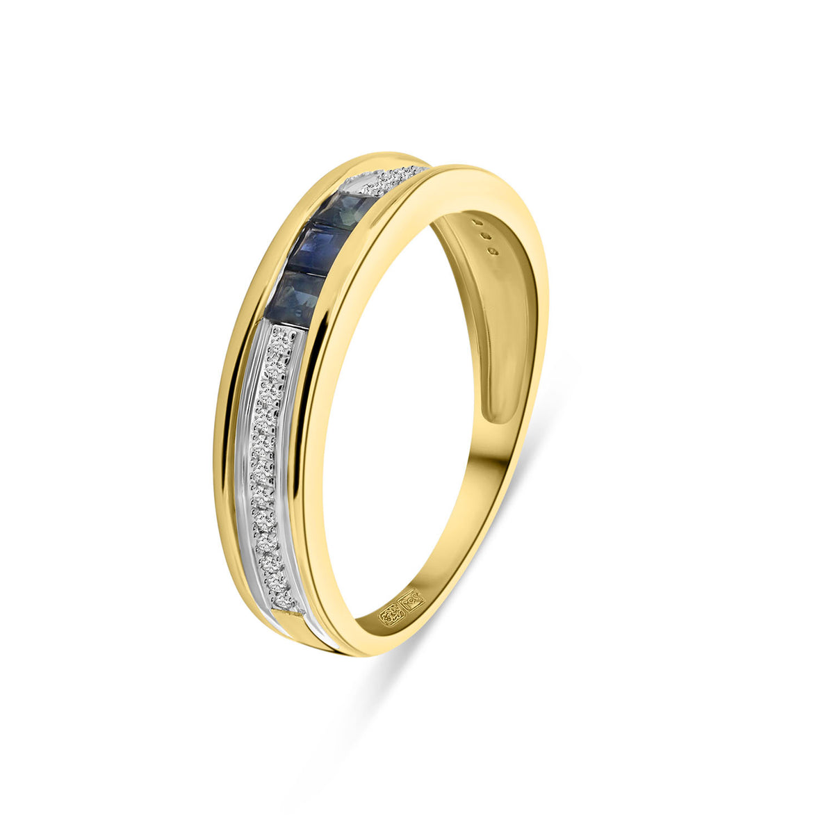 Inel din aur galben cu safir și diamante R382-R313447-SA-Y