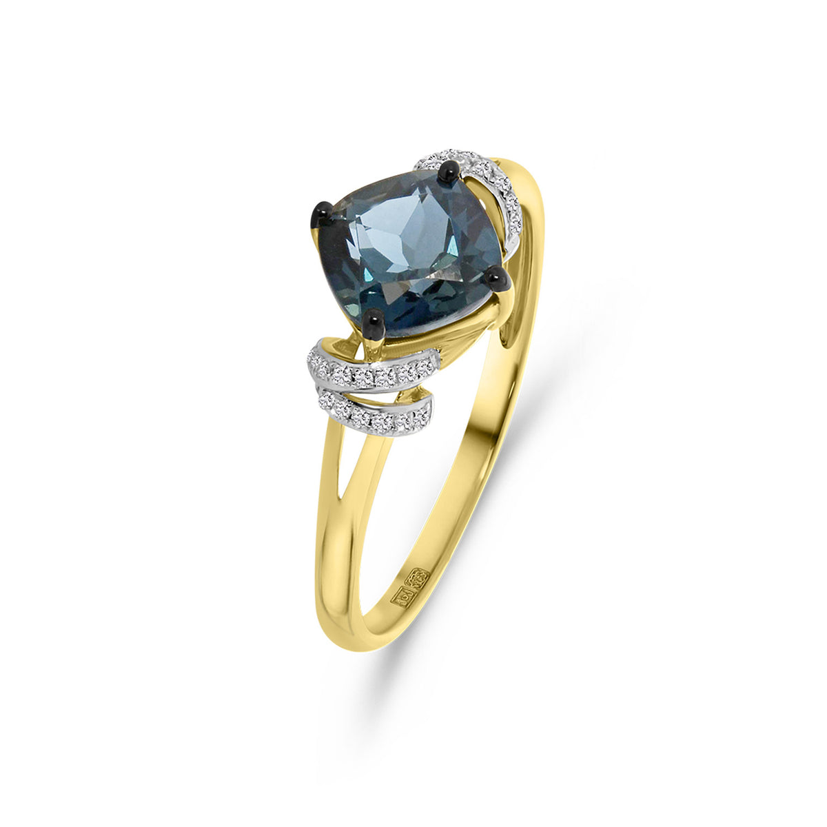 Inel din aur galben cu topaz albastru și diamante R382-R314139LDB-BT-Y