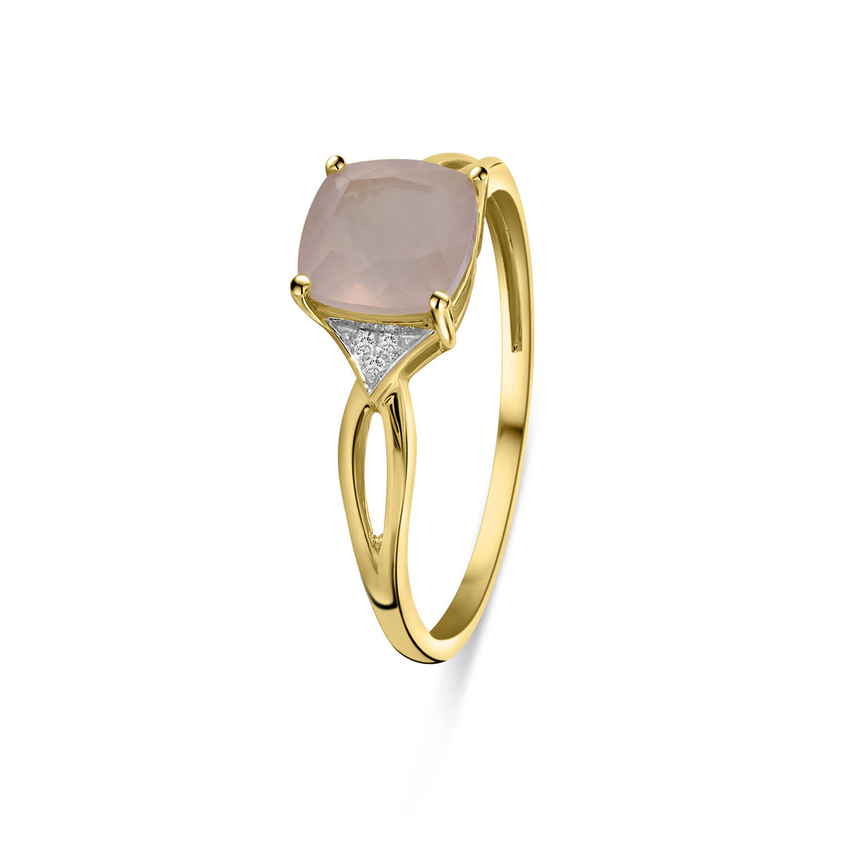 Inel din aur galben cuarț roz și diamant R382-R315528-QZ-Y