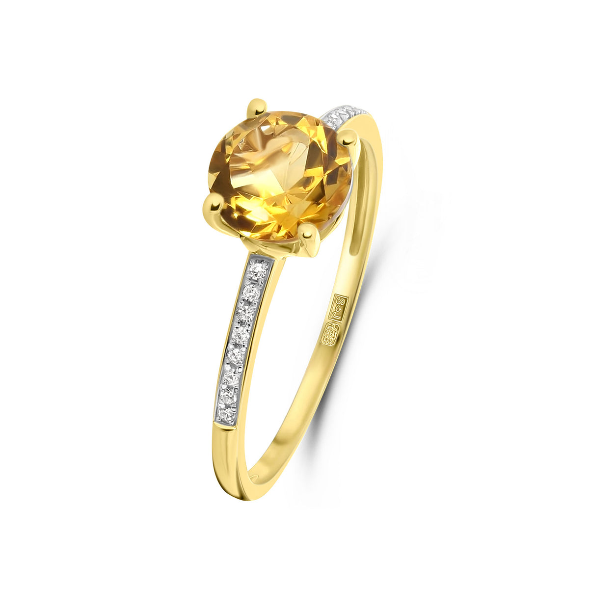 Inel din aur galben cu citrin galben și diamante R382-R317413-CI-Y