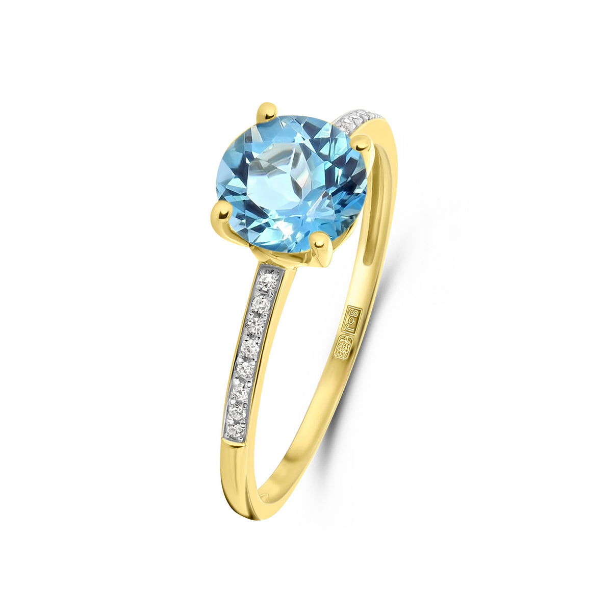 Inel din aur galben cu topaz albastru deschis R382-R317413BLT-BT-Y
