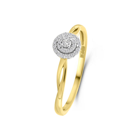Inel din aur galben cu anturaj de diamante R404-IGR-38979-YW