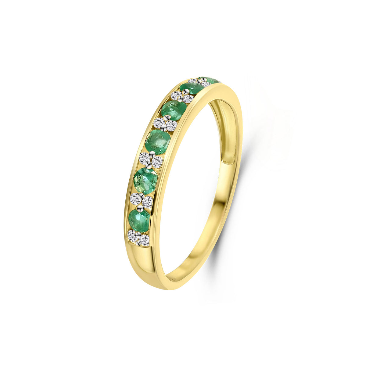 Inel din aur galben smarald diamant R404-R-42638-RU-Y